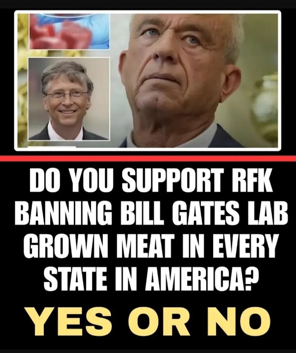 DO YOU SUPPORT RFK BANNING BILL GATES LAB GROWN MEAT IN EVERY STATE IN AMERICA? YES OR NO