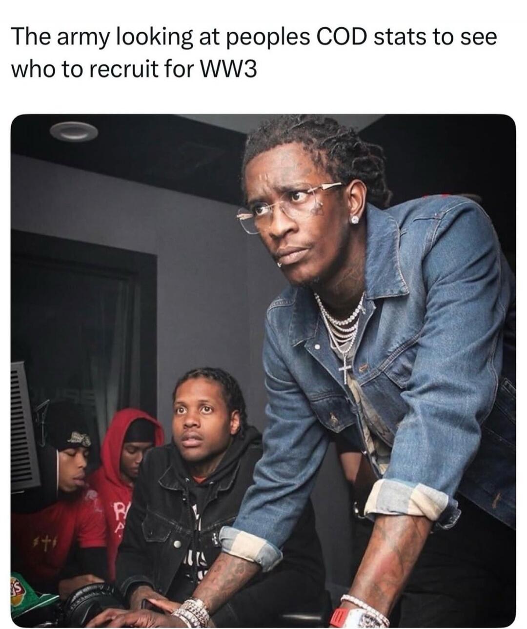The army looking at peoples COD stats to see who to recruit for WW3