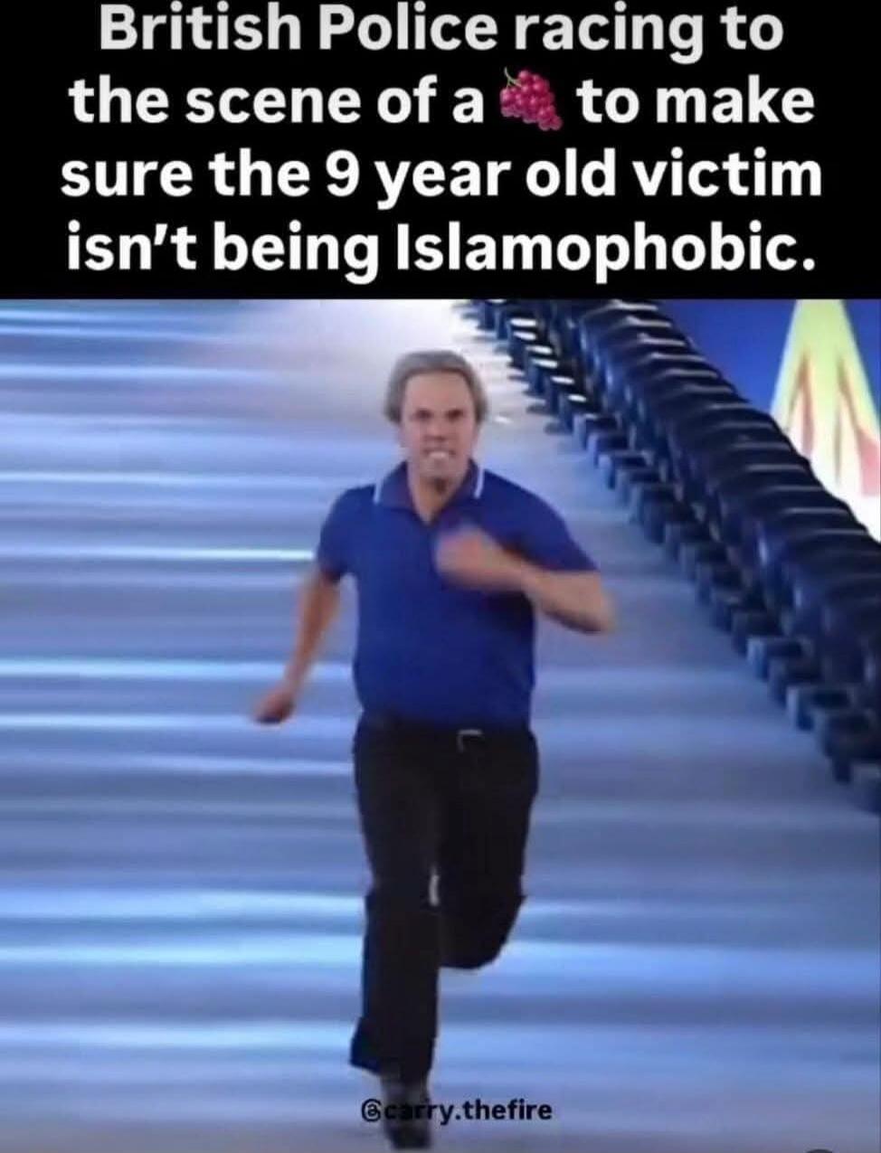 British Police racing to the scene of a pink emoji to make sure the 9 year old victim isn't being Islamophobic.