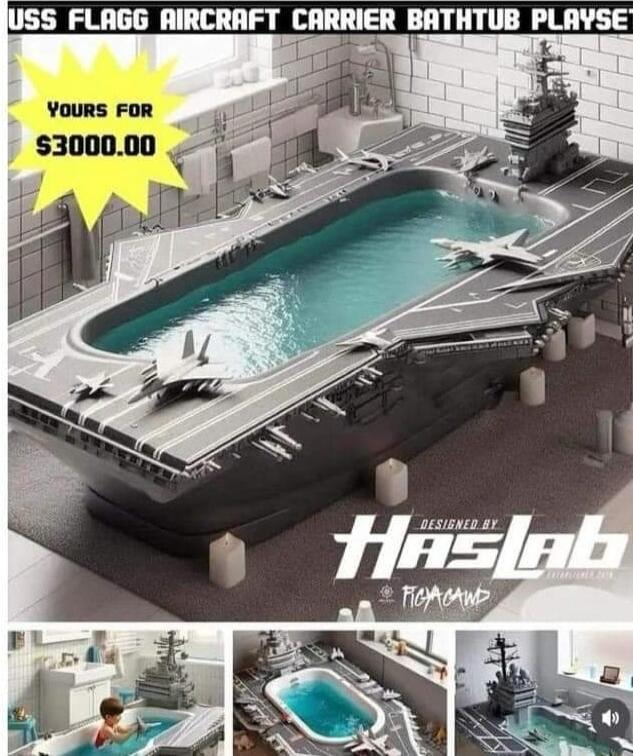 S FLAGG AIRCRAFT CARRIER BATHTUB PLIWSE