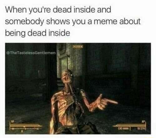 When youre dead inside and somebody shows you a meme about being dead inside