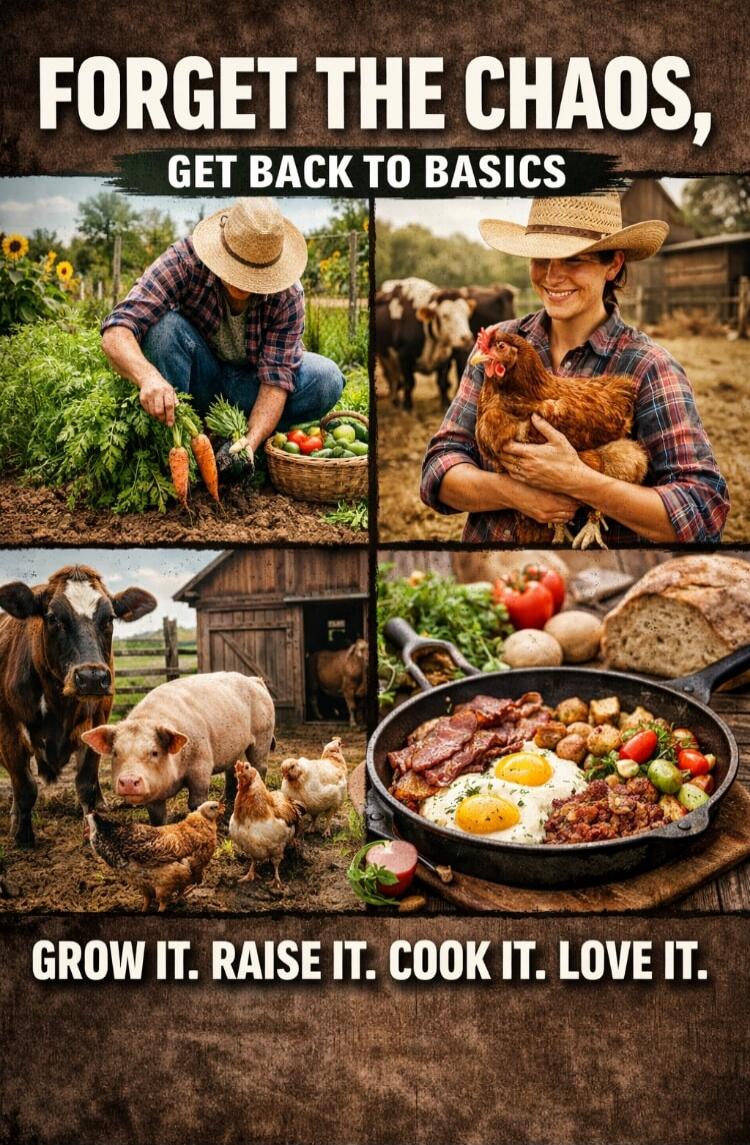 FORGET THE CHAOS, GET BACK TO BASICS. GROW IT. RAISE IT. COOK IT. LOVE IT.
