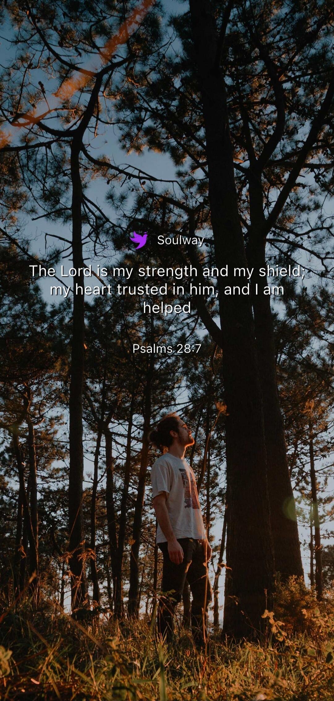 Soulway The Lord is my strength and my shield; my heart trusted in him, and I am helped Psalms 28:7
