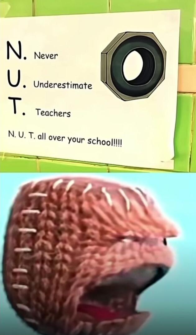 N Never U Underestimate T Teachers NU T all over your schoolllll
