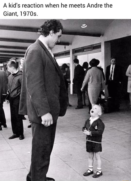 A kids reaction when he meets Andre the Giant 1970s