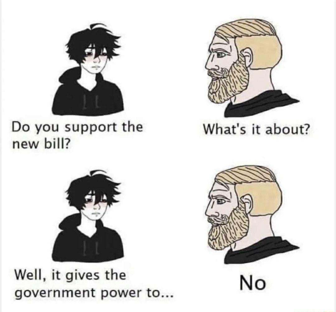 Do you support the new bill Well it gives the government power to