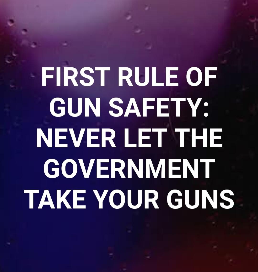 FIRST RULE OF GUN SAFETY: NEVER LET THE GOVERNMENT TAKE YOUR GUNS