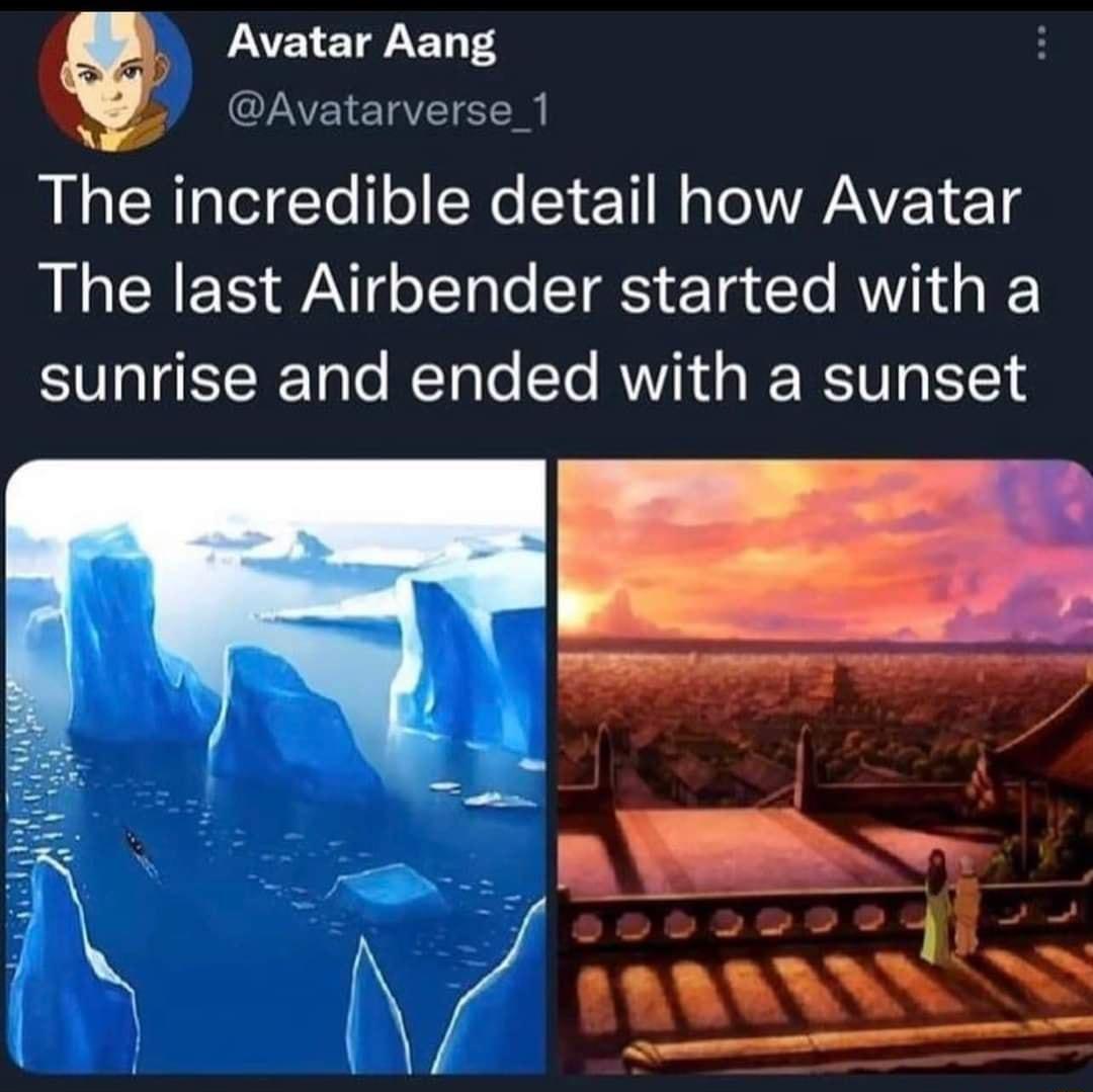 Avatar Aang W crvatarverse 1 The incredible detail how Avatar The last Airbender started with a sunrise and ended with a sunset
