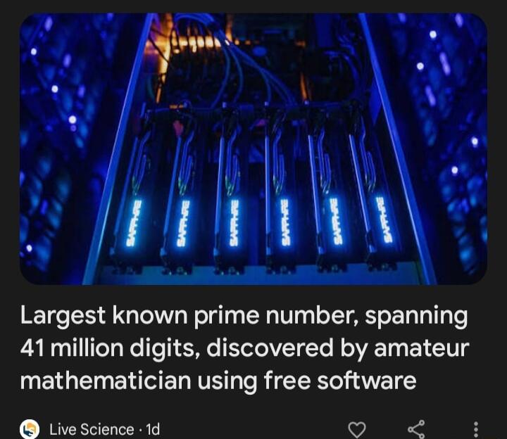 Largest known prime number spanning 41 million digits discovered by amateur mathematician using free software Live Science 1d v