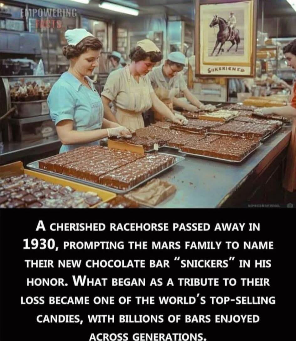 A cherished racehorse passed away in 1930, prompting the Mars family to name their new chocolate bar 