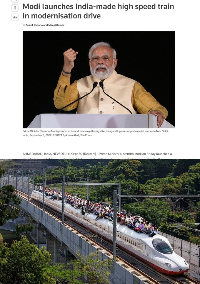 REUTERS Modi launches India made high speed train in modernisation drive