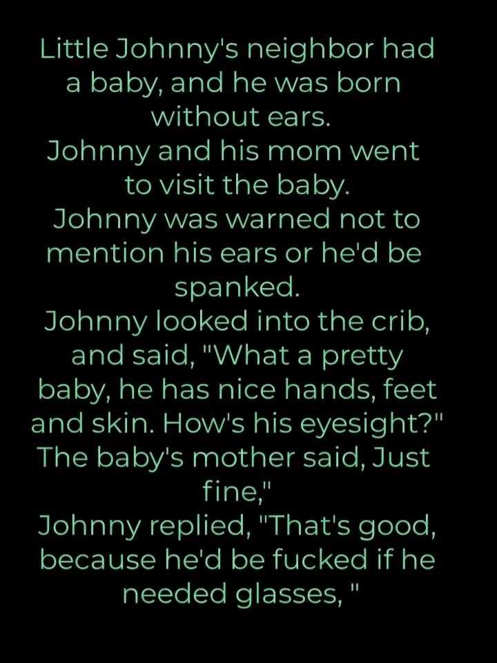 WindNIelalalalVaRalcllealoleldatIo ER oF o VA Tale N IAVVZTH oledal WidalelUI EISSH NlelalalaVA 1aleNal N aalelaa AWV lnH to visit the baby NlelalaTa VAW dgtsle Male i o mention his ears or hed be JeEal Glel NlelalalaAlelel le Ripive R gl Rel gl o EYale T 1le RV oot Wl g1unY baby he has nice hands feet EYale B 1o Wi o WA ST SRCVVSIS o ol el The babys mother said Just fine NlelalalaA olllle B ol u 