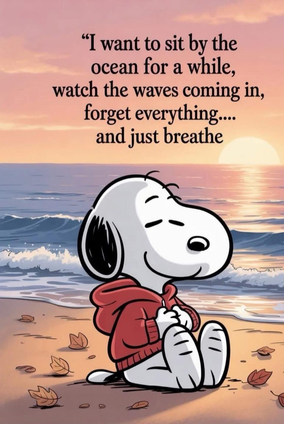 I want to sit by the ocean for a while, watch the waves coming in, forget everything.... and just breathe
