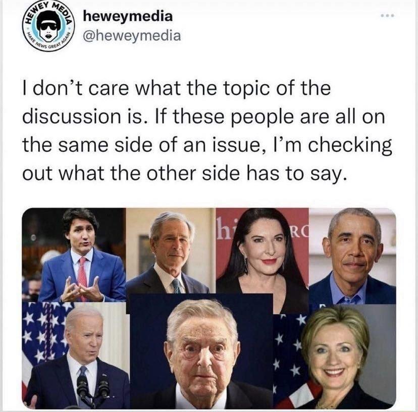 heweymedia heweymedia dont care what the topic of the discussion is If these people are all on the same side of an issue Im checking out what the other side has to say