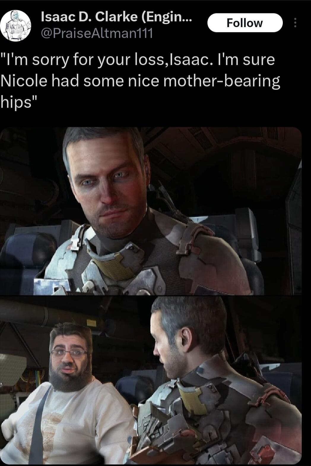 EEET D N TSN Vi Foll GPraisoAtmantit Im sorry for your lossIsaac Im sure Nicole had some nice mother bearing hips