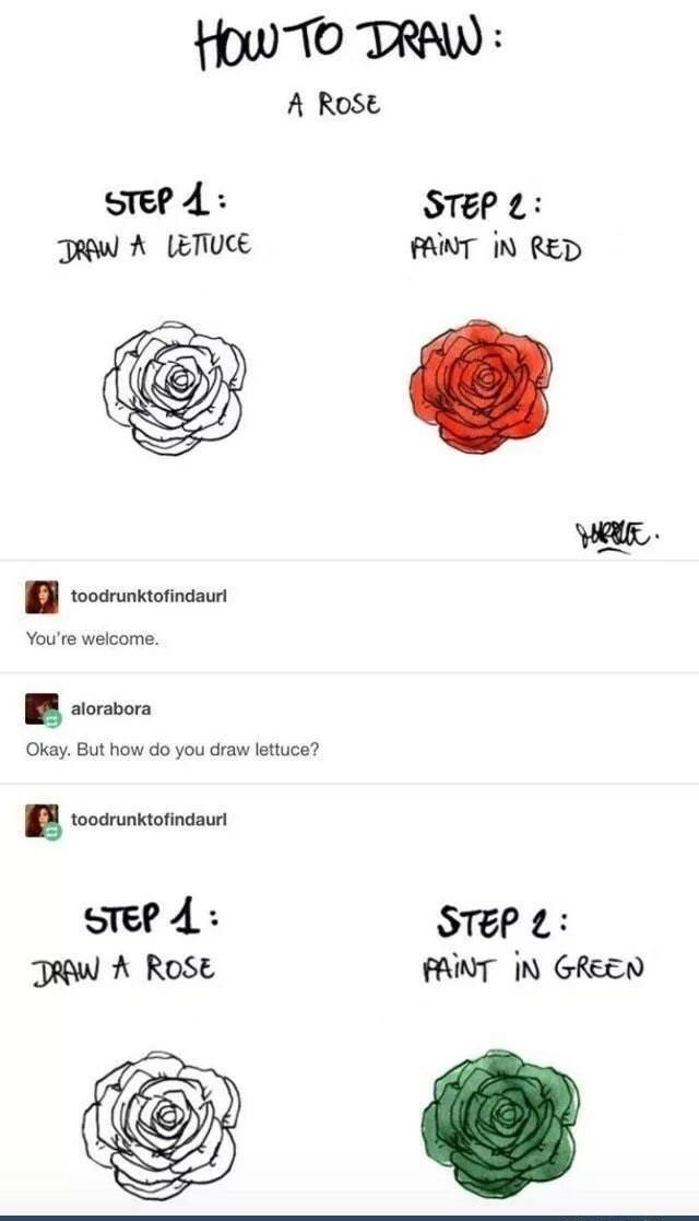 HowTO TRAW A RosSt STEp 4 STEP TReW A LETIUCE FAINT IN RED YR B rodrunktofindaurt Youre welcome alorabora Okay But how do you draw lettuce toodrunktofindaurl STEP 4 STEP JRew A ROSE PAINT N GREEN