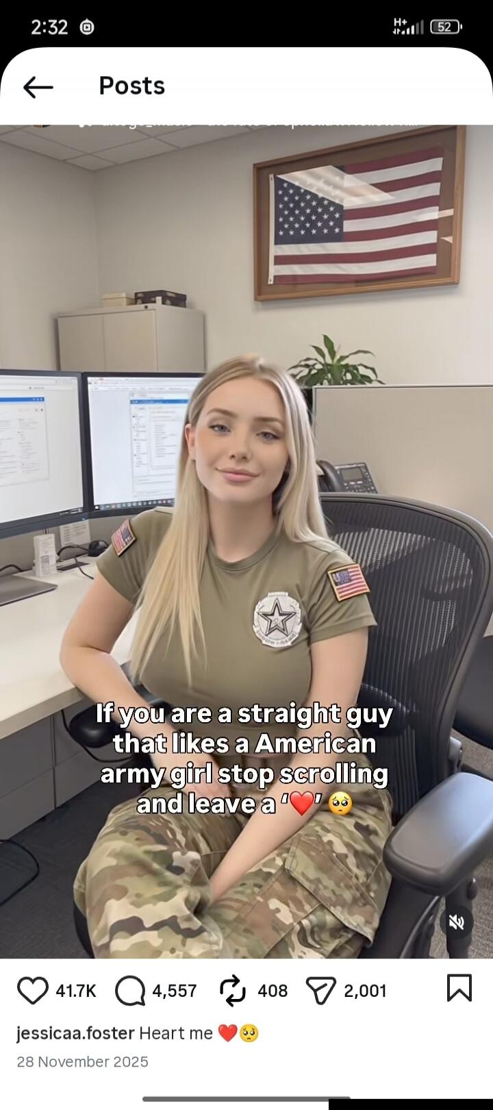 If you are a straight guy that likes a American army girl stop scrolling and leave a ❤️🥰