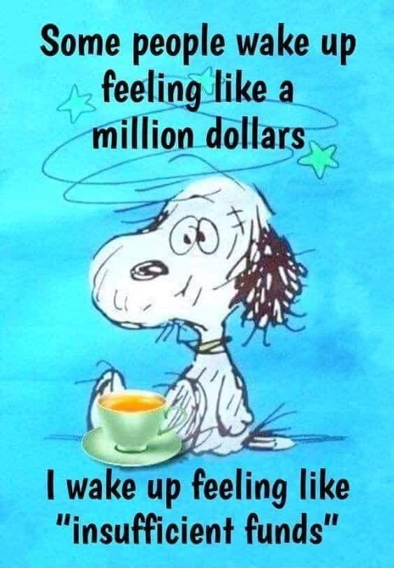 Some people wake up feeling like a million dollars wakil focling like insufficient funds
