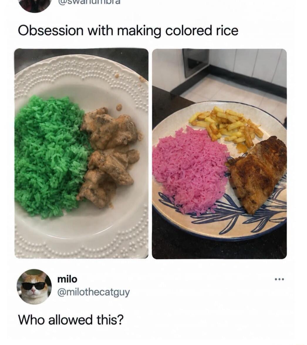 Obsession with making colored rice Who allowed this?