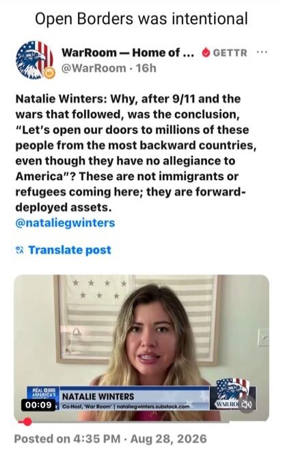 Open Borders was intentional. Natalie Winters states: 
