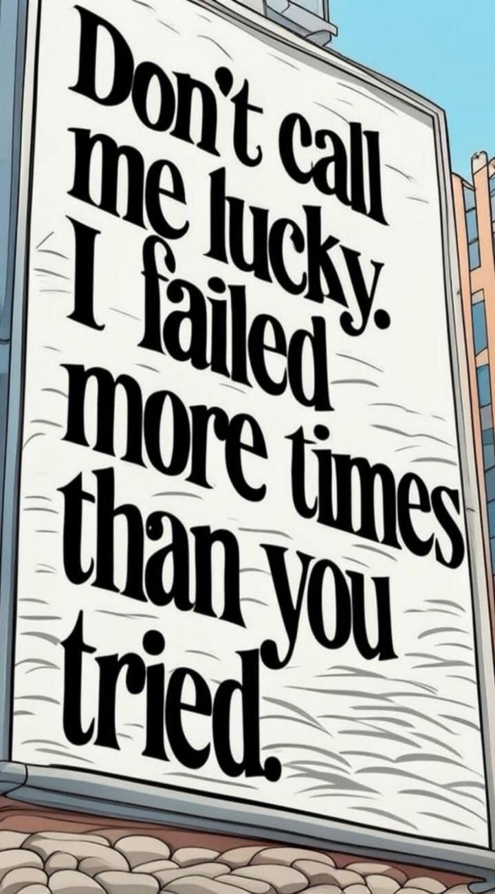 Don't call me lucky. I failed more times than you tried.