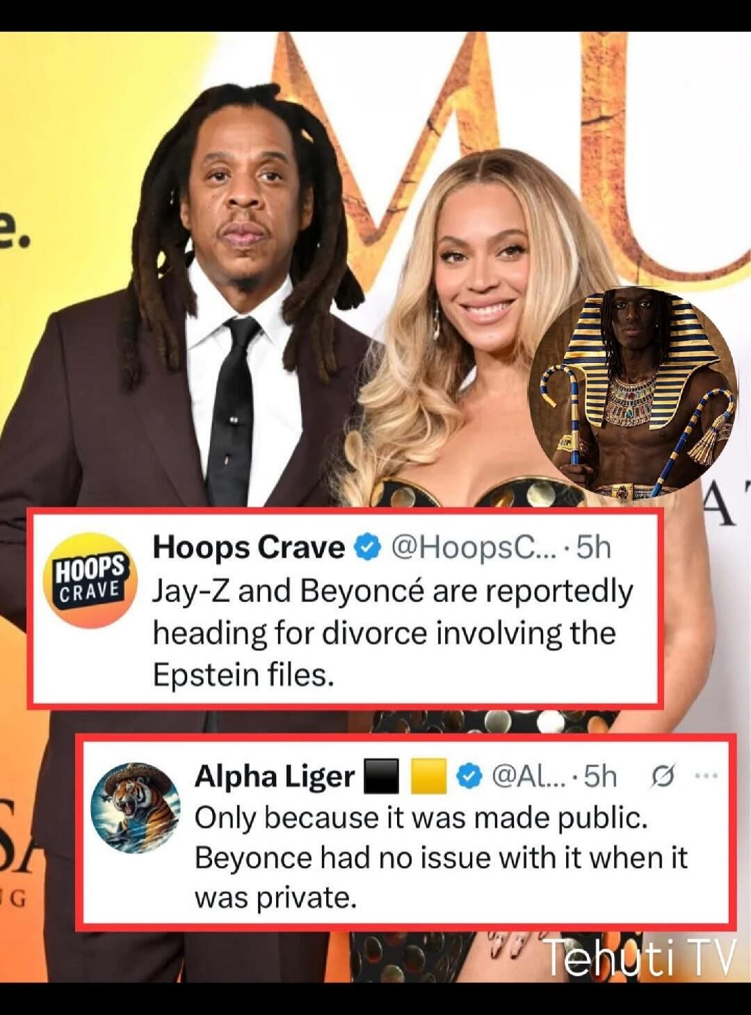 Jay-Z and Beyoncé are reportedly heading for divorce involving the Epstein files. Only because it was made public. Beyoncé had no issue with it when it was private.