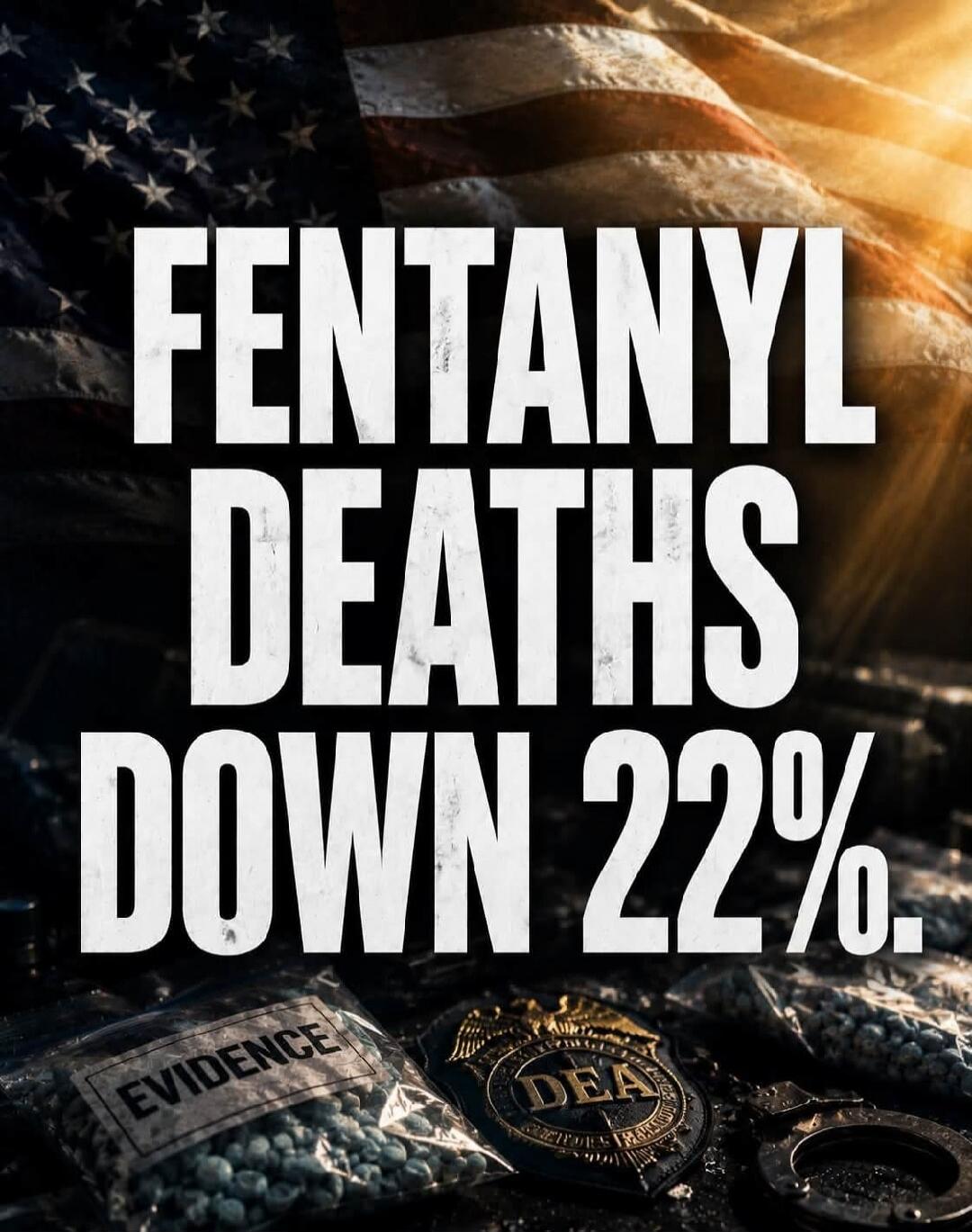 FENTANYL DEATHS DOWN 22%. EVIDENCE. DEA.