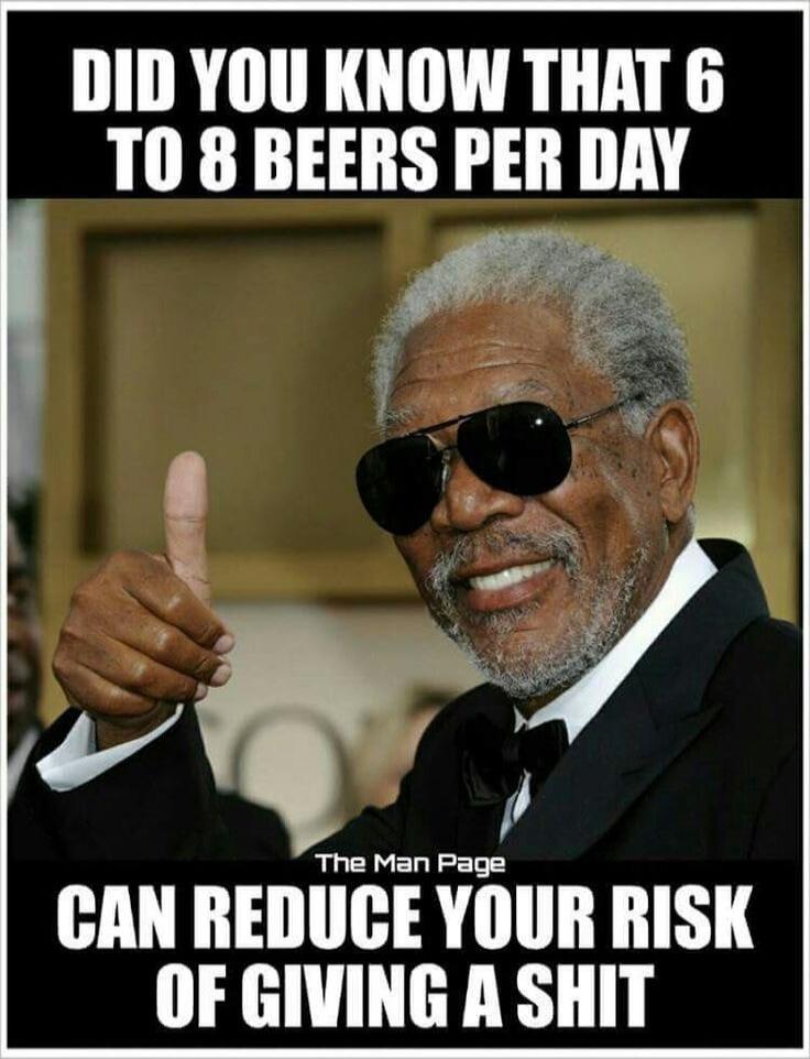 DID YOU KNOW THAT 6 TO 8 BEERS PER DAY CAN REDUCE YOUR RISK OF GIVING A SHIT