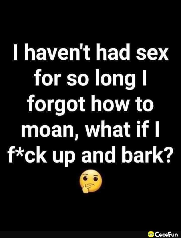 I haven't had sex for so long I forgot how to moan, what if I f*ck up and bark?