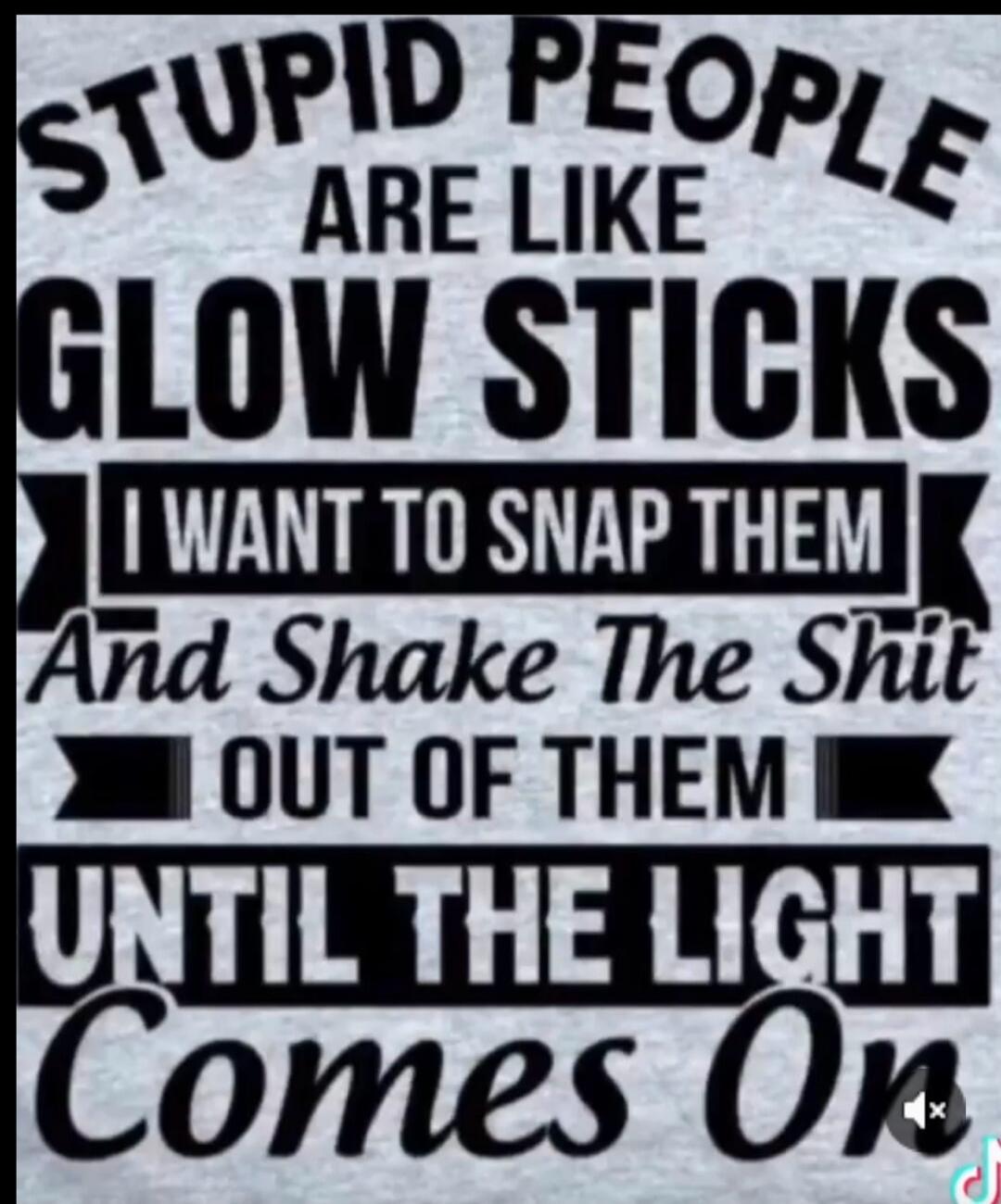 STUPID PEOPLE ARE LIKE GLOW STICKS I WANT TO SNAP THEM And Shake The Shit OUT OF THEM UNTIL THE LIGHT Comes On