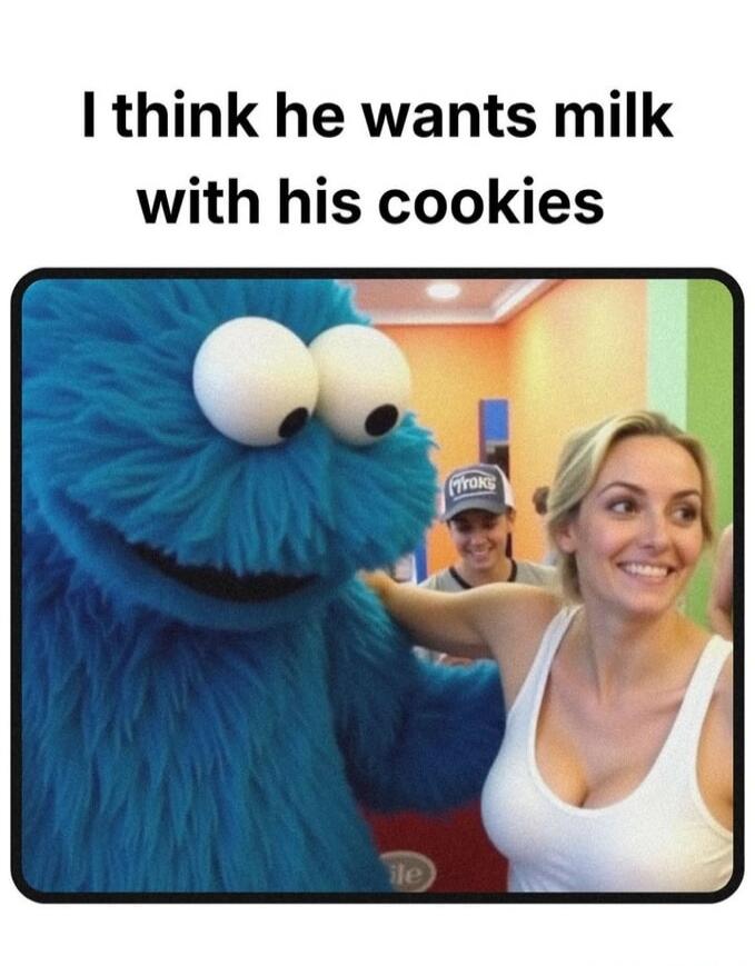 I think he wants milk with his cookies