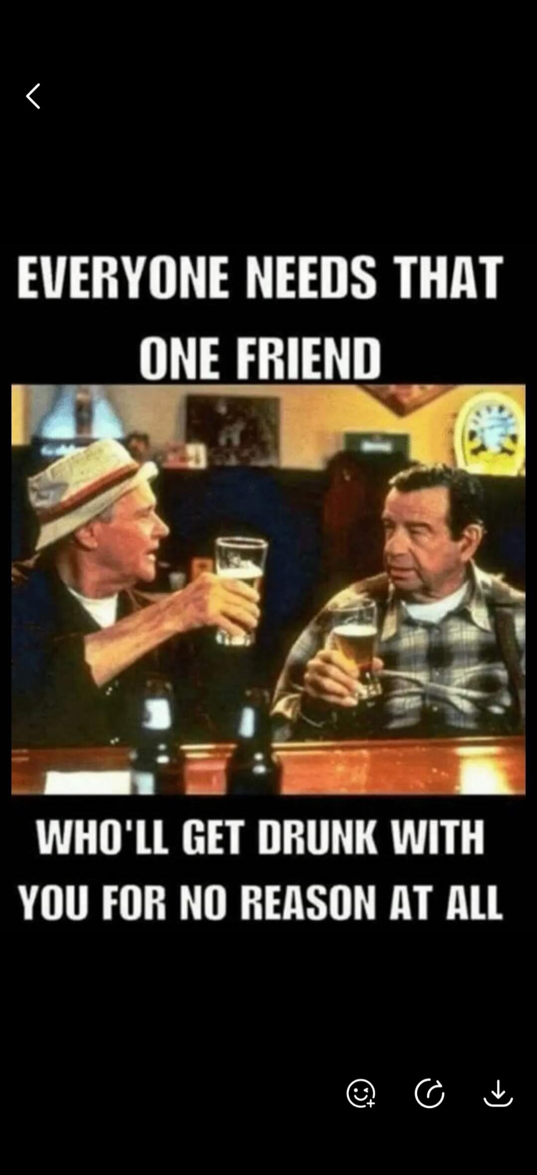 EVERYONE NEEDS THAT ONE FRIEND WHO'LL GET DRUNK WITH YOU FOR NO REASON AT ALL