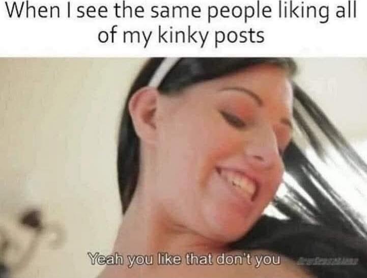 When I see the same people liking all of my kinky posts
Yeah you like that don't you