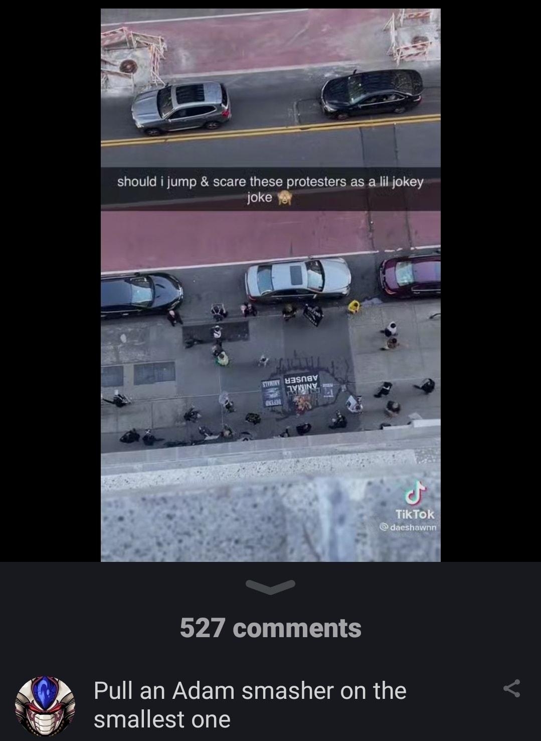 shouid ump scare these protesters as aikjokey ke 527 comments LW E IS ERG Ce L R T smallest one HinancthaRinane 164