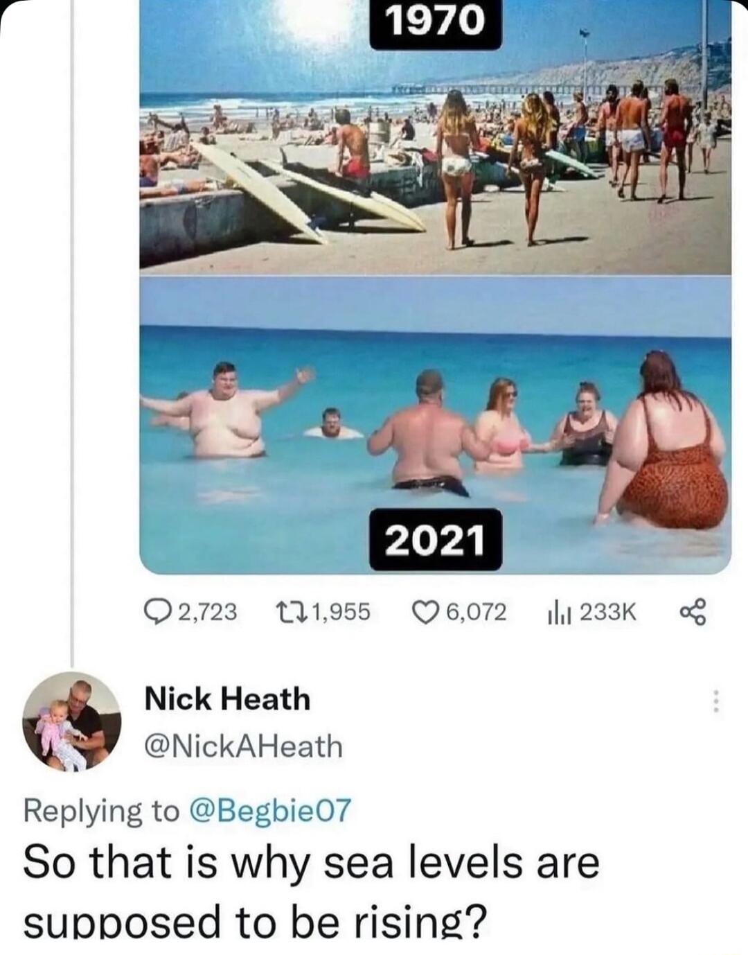 Q2723 11955 Q6072 1233K Nick Heath NickAHeath Replying to Begbie07 So that is why sea levels are supposed to be rising 3