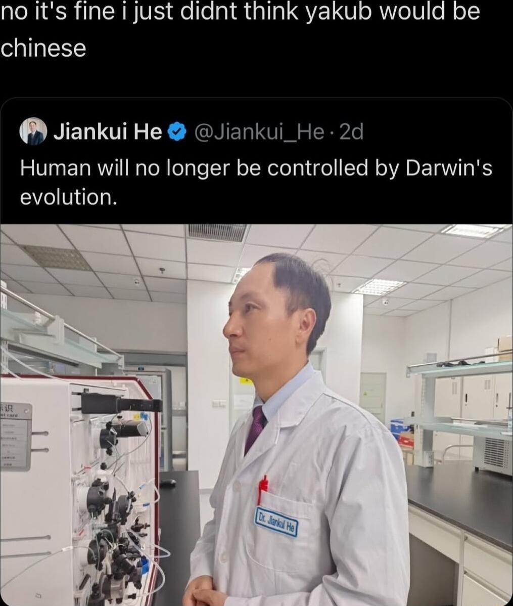 pleNISCR N CHNVES e lle a1 allaL 21 V 0B eIV e T3 chinese Jiankui He Human will no longer be controlled by Darwins evolution