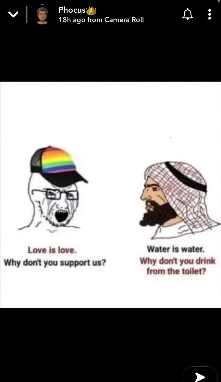 v 18h ago from Camera Roll Love is love Water is water Why dont you support us Why dont you drink from the toilet