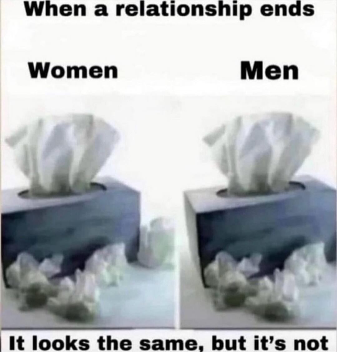 When a relationship ends
Women		Men
It looks the same, but it's not