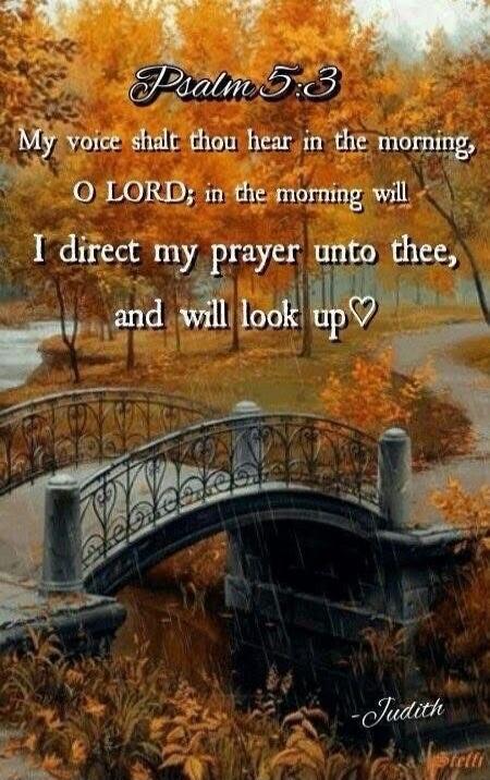 Psalm 5:3 My voice shalt thou hear in the morning, O LORD; in the morning will I direct my prayer unto thee, and will look up♡ Judith