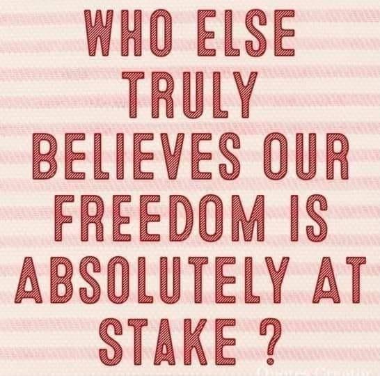 WHO ELSE TRULY BELIEVES OUR FREEDOM IS ABSOLUTELY AT STAKE