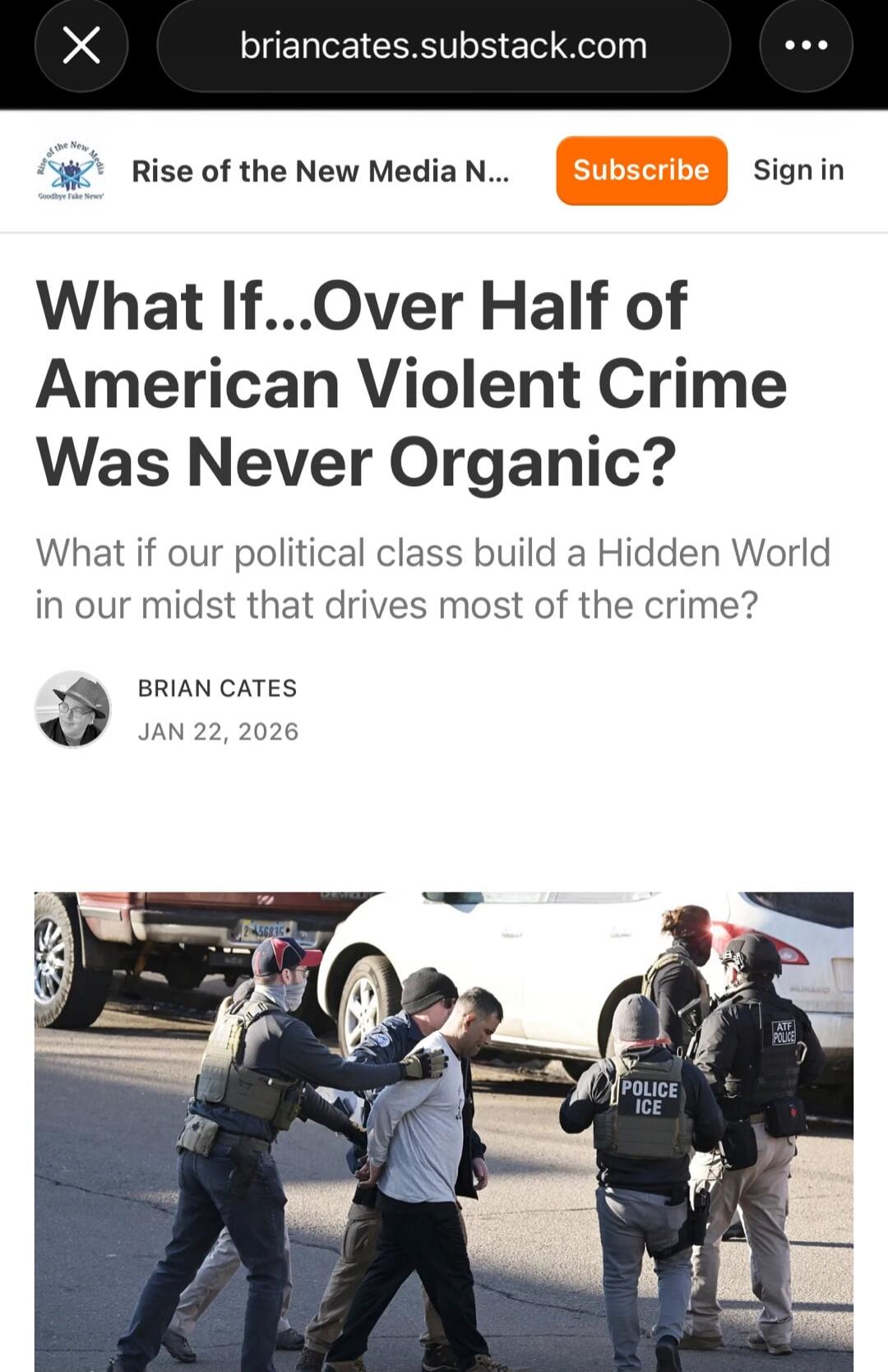 What If...Over Half of American Violent Crime Was Never Organic? What if our political class build a Hidden World in our midst that drives most of the crime? BRIAN CATES JAN 22, 2026