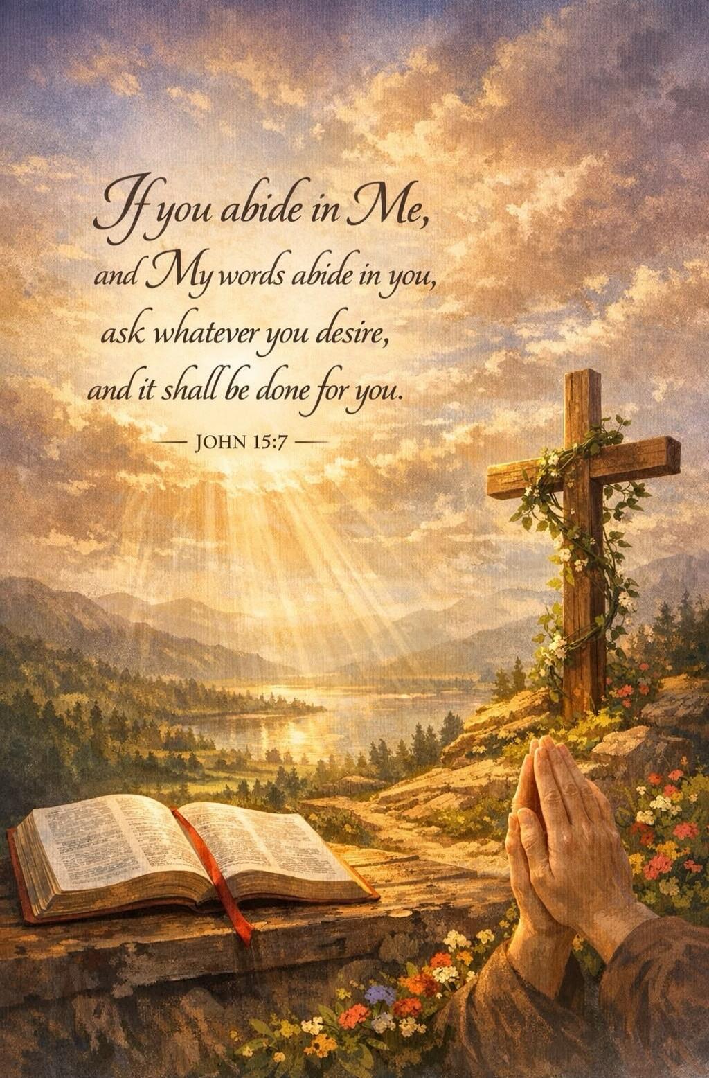 If you abide in Me, and My words abide in you, ask whatever you desire, and it shall be done for you. — JOHN 15:7 —