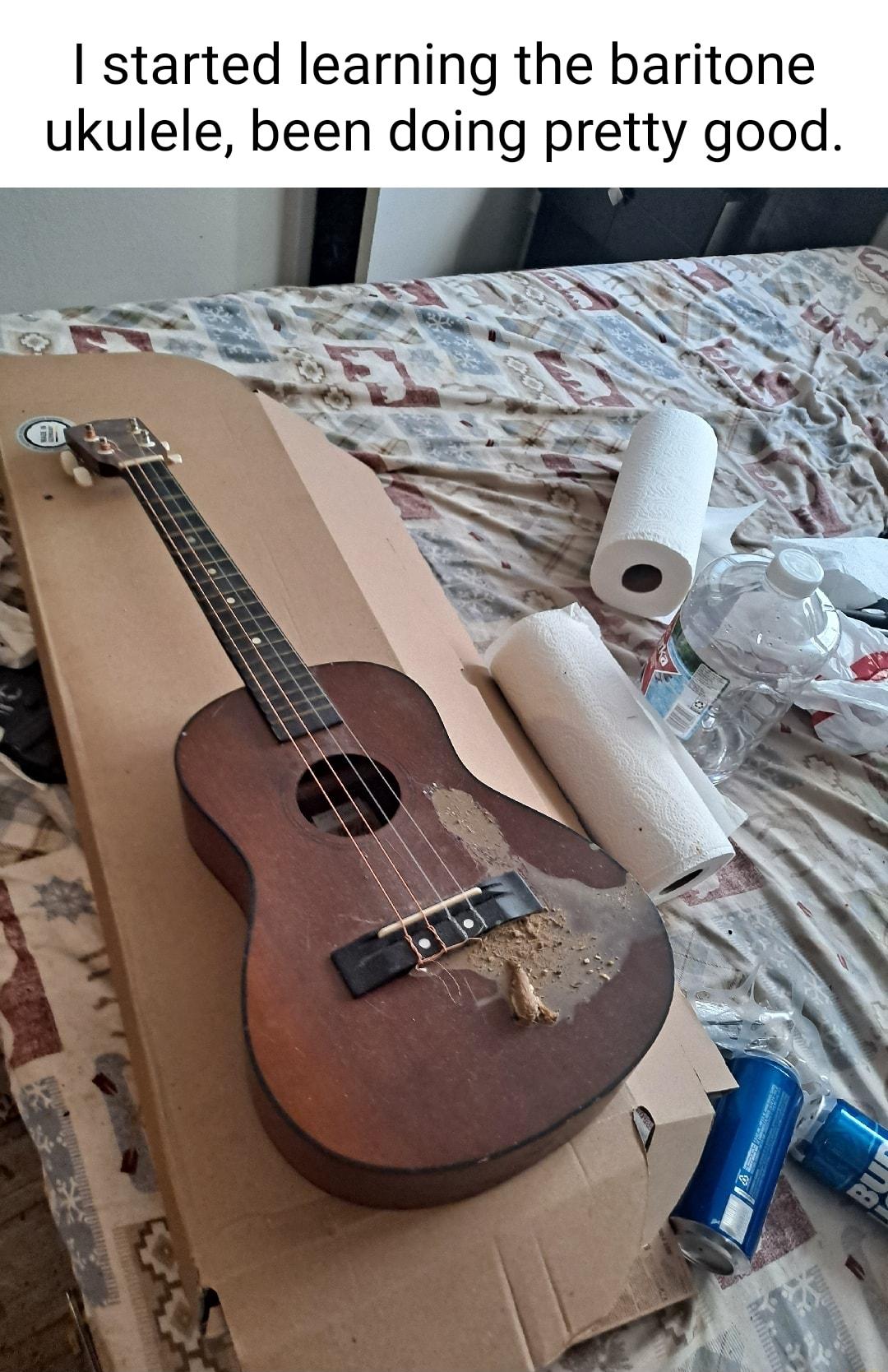 started learning the baritone ukulele been doing pretty good