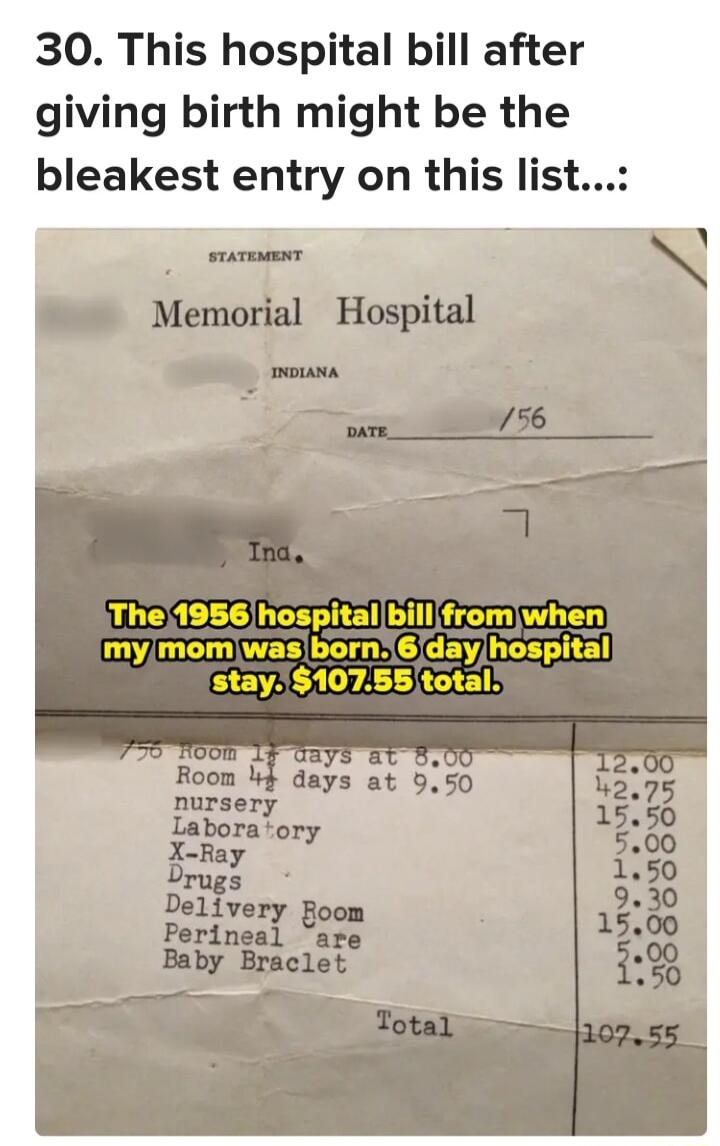 30 This hospital bill after giving birth might be the bleakest entry on this list