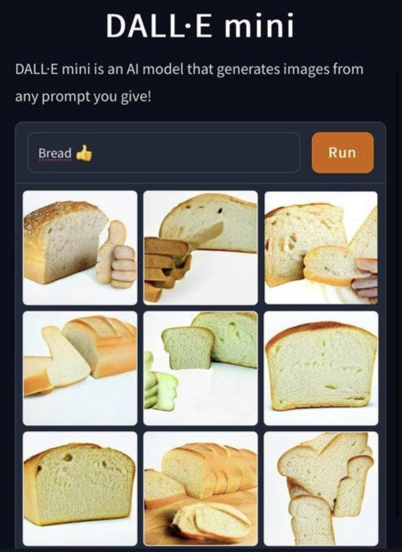 DALL E mini DALL E mini is an Al model that generates images from any prompt you give Bread oy Run