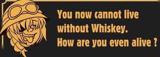 You now cannot live without Whiskey 7 How are you even alive