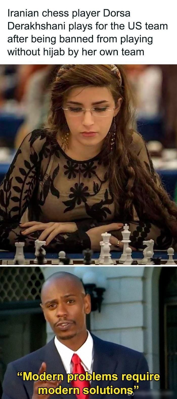 Iranian chess player Dorsa Derakhshani plays for the US team after being banned from playing without hijab by her own team arnisolutions