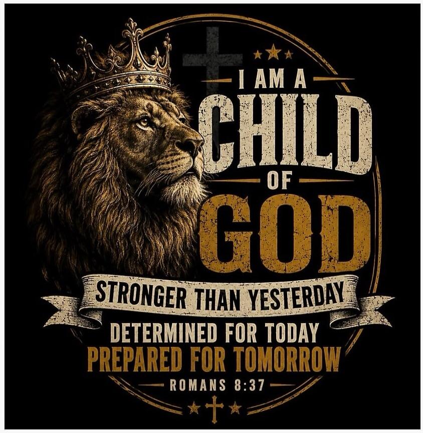 I AM A CHILD OF GOD STRONGER THAN YESTERDAY DETERMINED FOR TODAY PREPARED FOR TOMORROW ROMANS 8:37