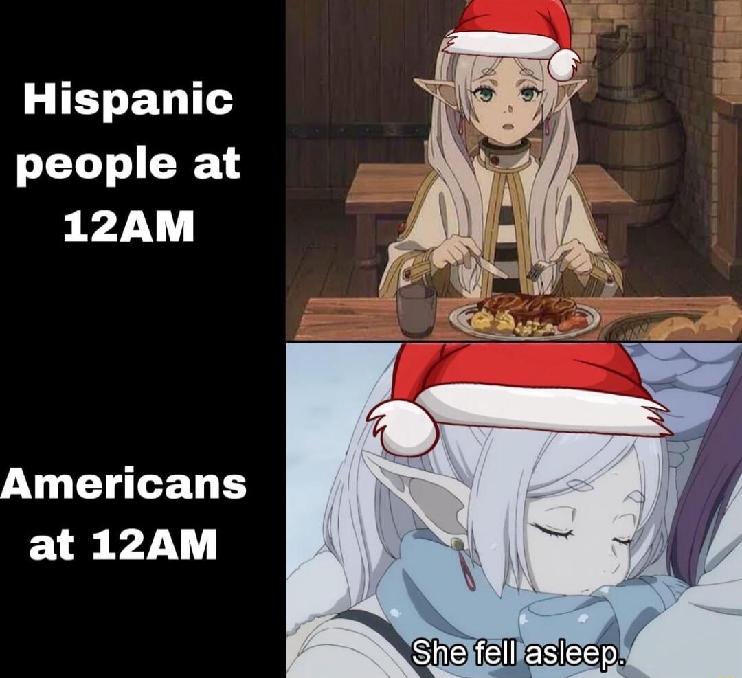 Hispanic people at 12AM Americans at 12AM