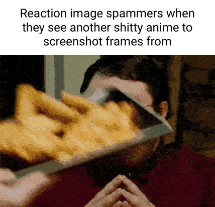 Reaction image spammers when they see another shitty anime to screenshot frames from